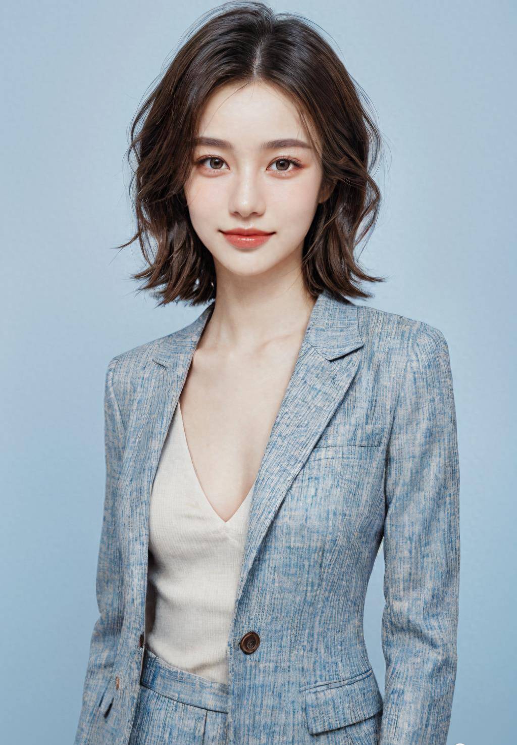 杏彩体育平台注册西装衬衫西装照片p图素材AI写真-西装优雅美女